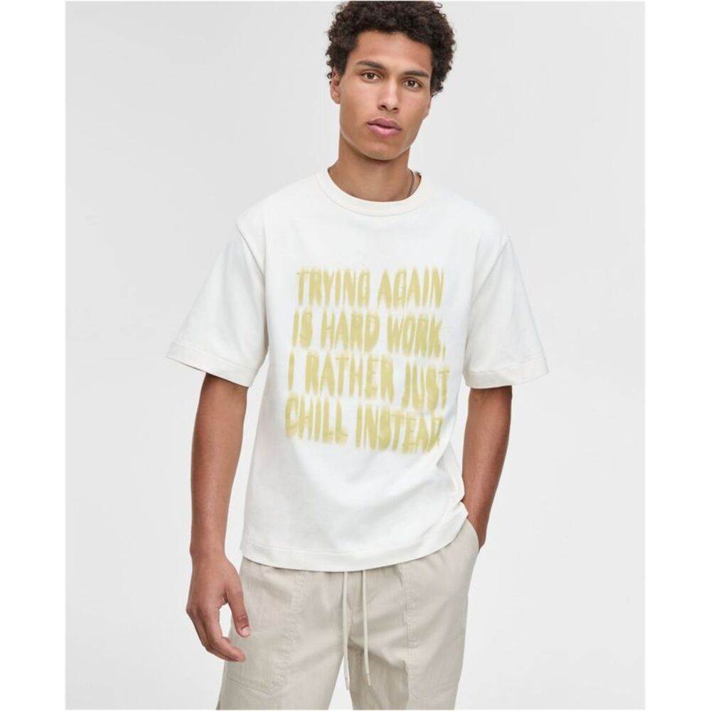 Mode Of One Mens Try Again Relaxed-Fit Graphic T-Shirt, NWT